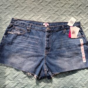 NWT Juicy Couture Blue Denim Cutoff Shorts With Heart Patch